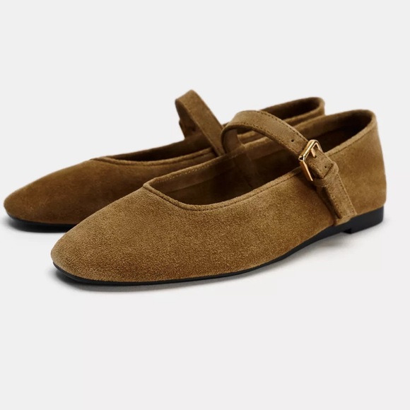 Zara Women's Brown Mary Jane Flats - Picture 5 of 10